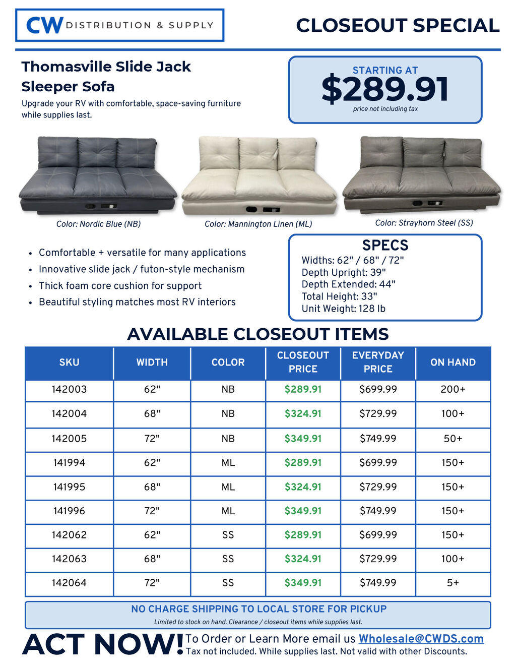 Closeout Special
