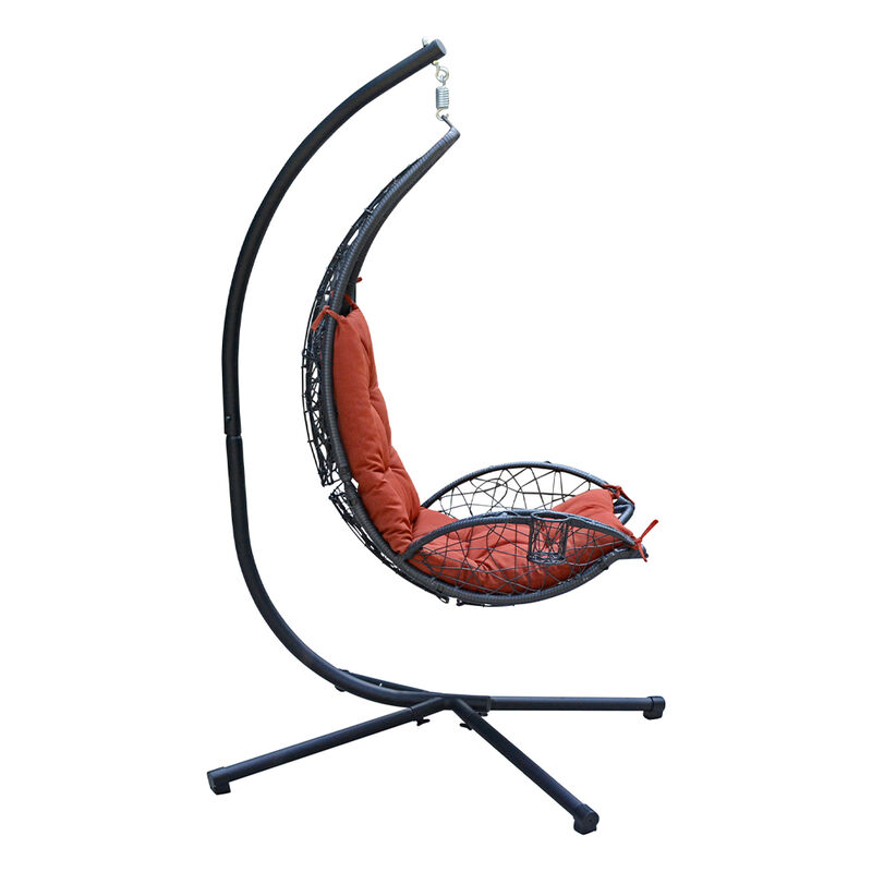 Algoma Cushioned Rattan Wicker Hanging Chair with Stand image number 4