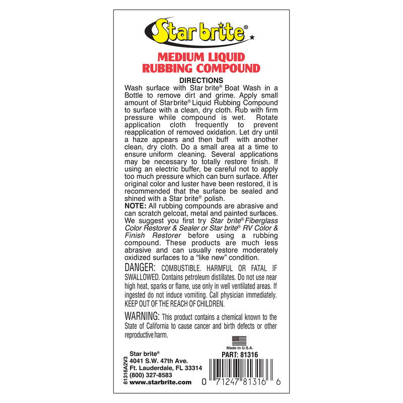 Star Brite Liquid Rubbing Compound For Medium Oxidation, 16 oz. image number 3