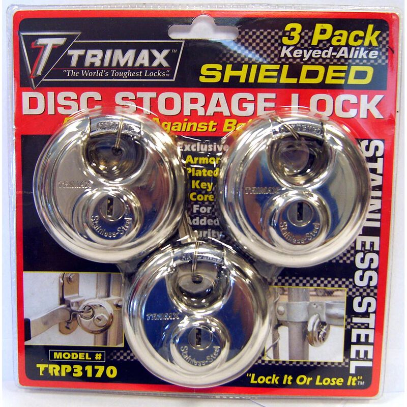Trimax TRP3170 Disc Storage Locks, 3-Pack Keyed Alike image number 1