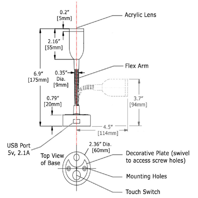 Flex USB Equipped 12 Volt LED Reading Light with Flexible Gooseneck image number 10