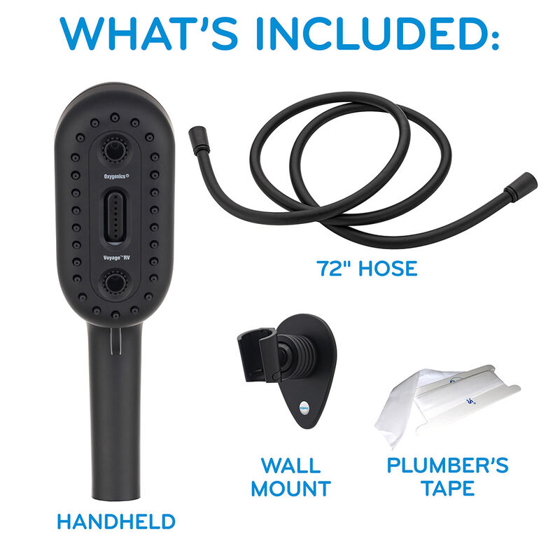 Oxygenics Voyage RV Handheld Shower Head Kit, Matte Black image number 6