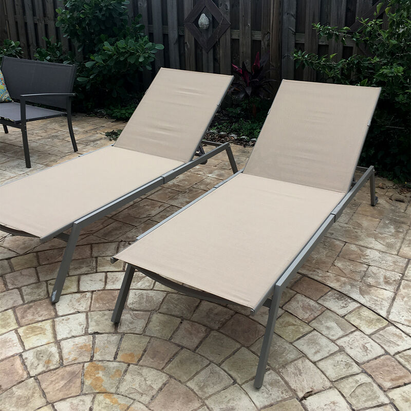 Ostrich Princeton Outdoor Chaise Lounge 2-Pack, Tan and Taupe image number 7