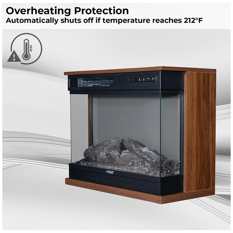 Equator 26" Portable/Freestanding Electric Fireplace, Walnut Brown w/Flame log effect Infrared Quartz image number 11