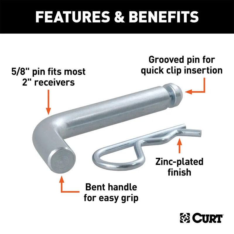 CURT 21505 5/8" Hitch Pin with Groove image number 4