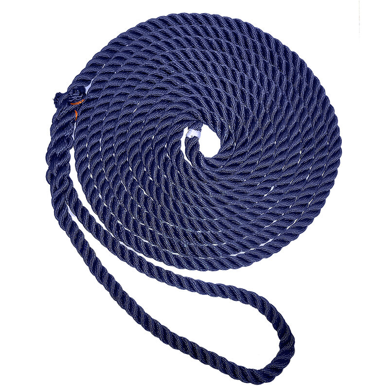 New England Ropes 1/2" X 35' Premium Nylon 3 Strand Dock Line - Navy Blue image number 1