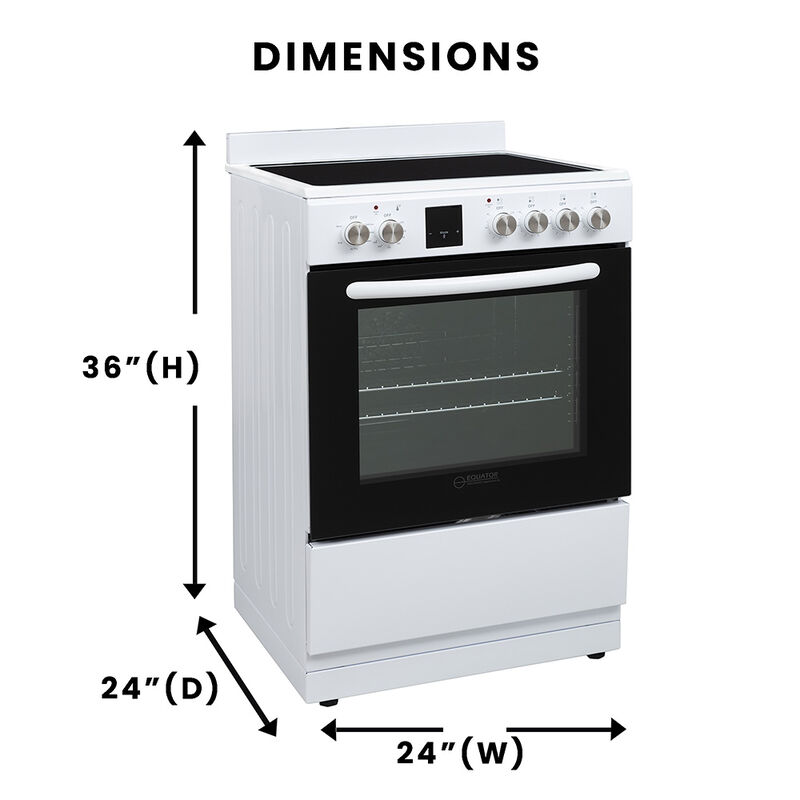 Equator 24" Electric Cooking Range with Convection Oven and Air Fryer, White image number 2