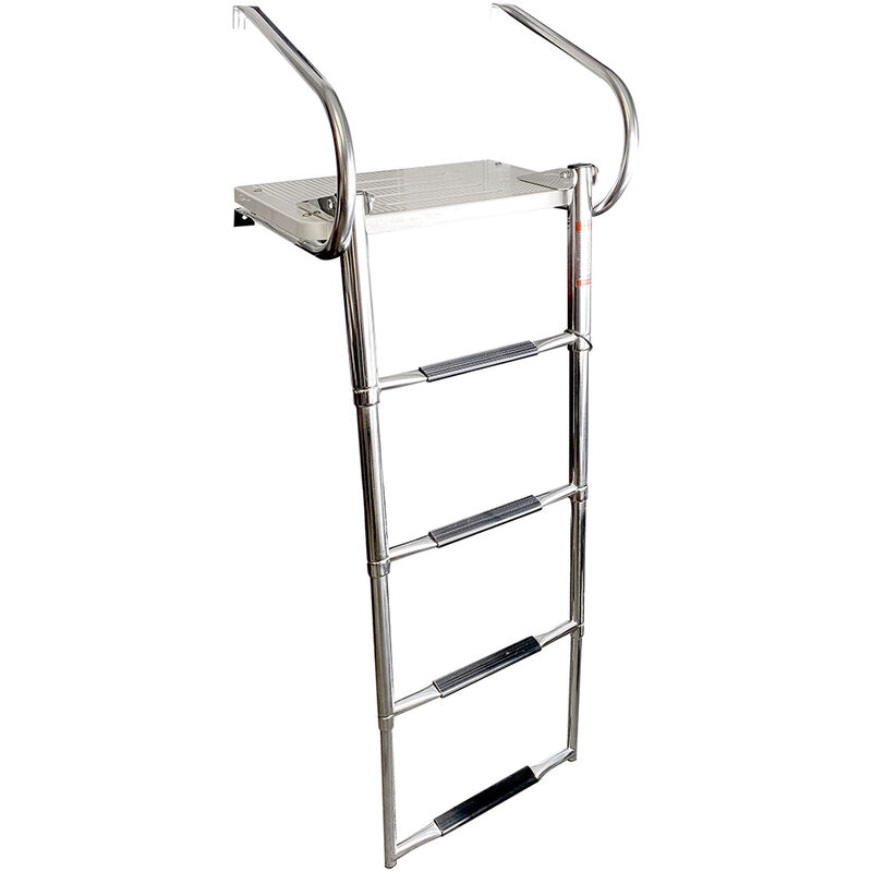 Overton's Swim Platform w/ 4 Step Telescopic & Folding Stainless Steel Ladder image number 1