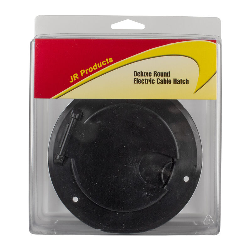JR Products Deluxe Round Electric Cable Hatch with Back, Black image number 2