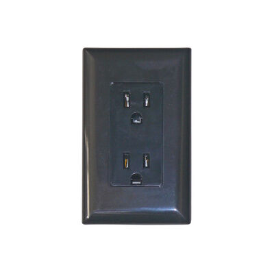 Valterra DG15BKVP Dual Receptacle with Cover, 125V, Black
