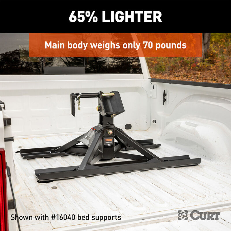 Curt 16602 Crosswing Lightweight 5th Wheel Hitch for Gooseneck Hitch, 20K image number 5