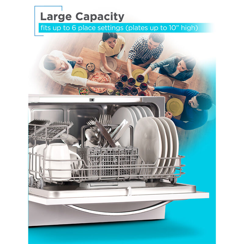 Black+Decker Countertop 6-Place Setting Dishwasher, White with Black Front image number 7