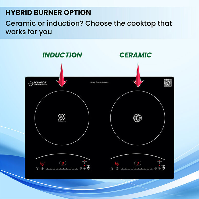 Equator 20" One Induction and One Ceramic Electric Hybrid Cooktop, Black image number 3