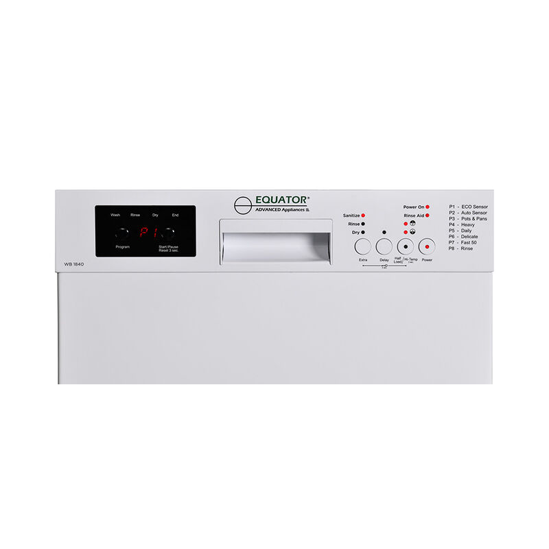 Equator 18" Built in Dishwasher 10 Place Setting 8 Wash programs half Load Sensor Wash 110V Energy Star Rated in White image number 11