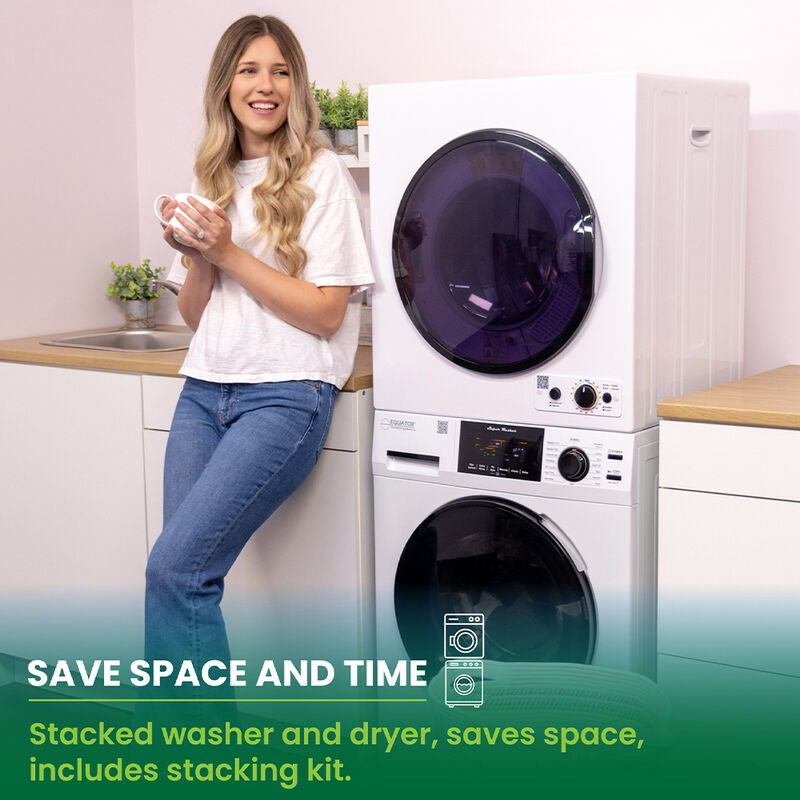 Equator Stackable EW 826 15-lb. Washer + ED 850 S 3.5 cu.ft. Vented Dryer, 110V, White image number 10