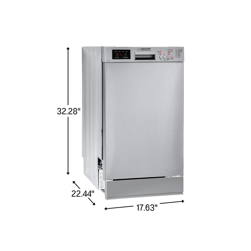 Equator 18" Built in Dishwasher 10 Place Setting 8 Wash programs half Load Sensor Wash 110V Energy Star Rated in Stainless image number 13