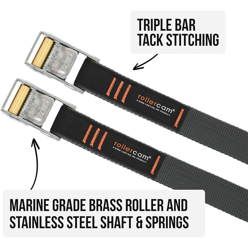 Rollercam Straight End 0.75" Wide Tie-Downs, 2' Long, Set of 2 image number 2