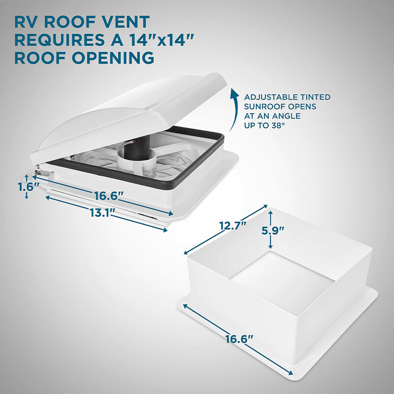 Hike Crew 14" RV Roof Vent Fan with Remote, 10-Speed, White Lid image number 6