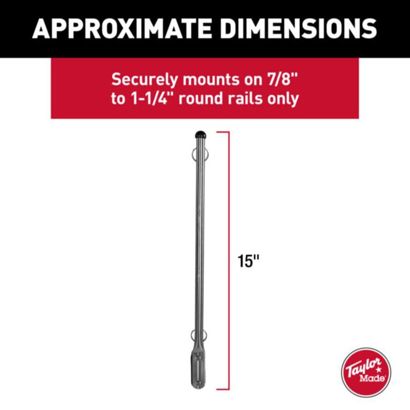 Taylor Made 15" Stainless Steel Flag Pole with Rail Mount (Flag sold separately) image number 3