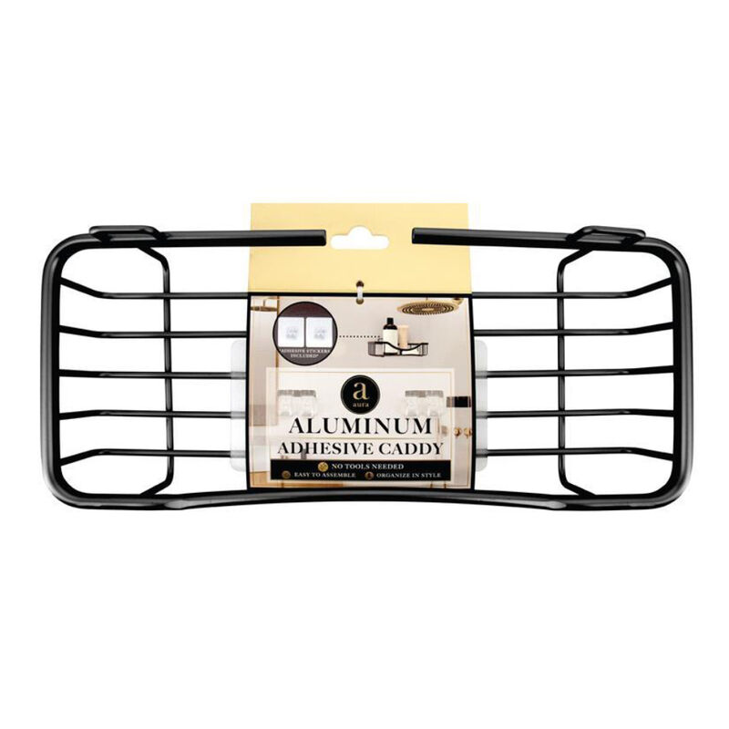 Aura Aluminum Rectangle Adhesive Caddy - Black image number 1