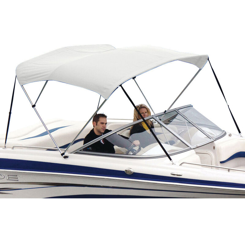 Shademate White Vinyl 3-Bow Bimini Top, 6'L x 36"H, 67"-72" Wide image number 1