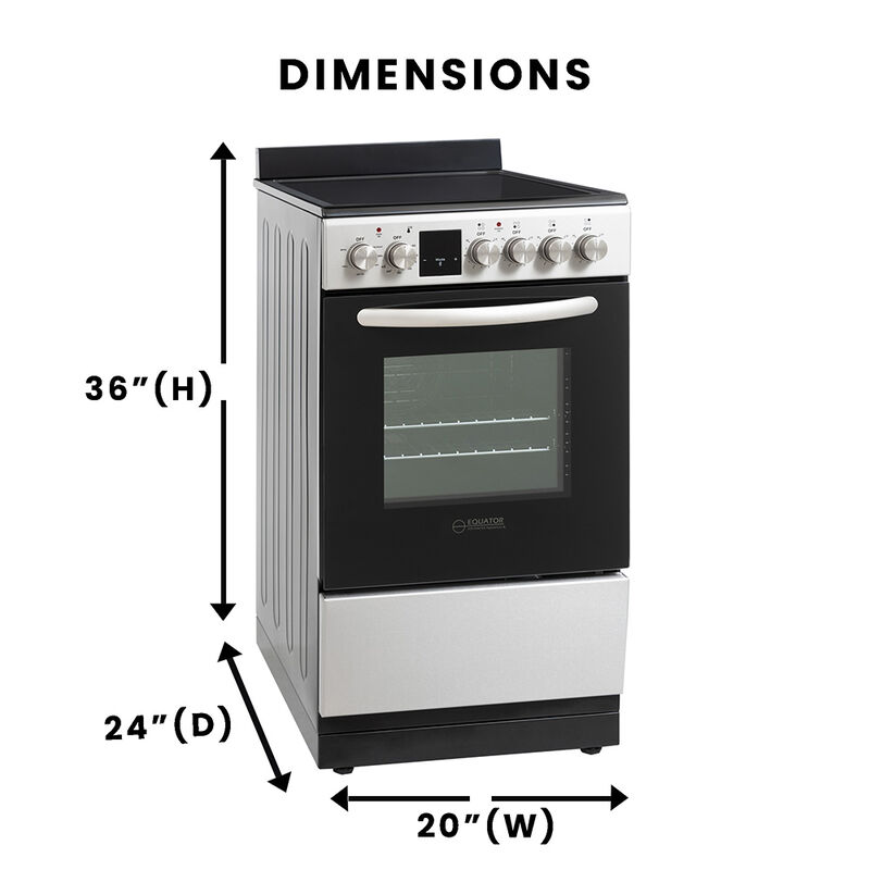 Equator 20" Electric Cooking Range with Convection Oven and Air Fryer, Stainless Steel image number 2