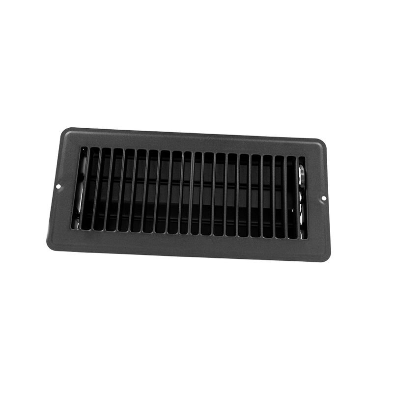 JR Products 4" x 10" Dampered Metal Floor Register, Black image number 1