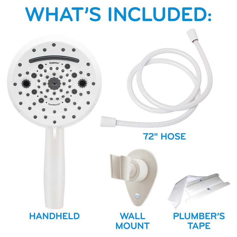 Oxygenics PowerBlast RV Shower Head Kit, White image number 6