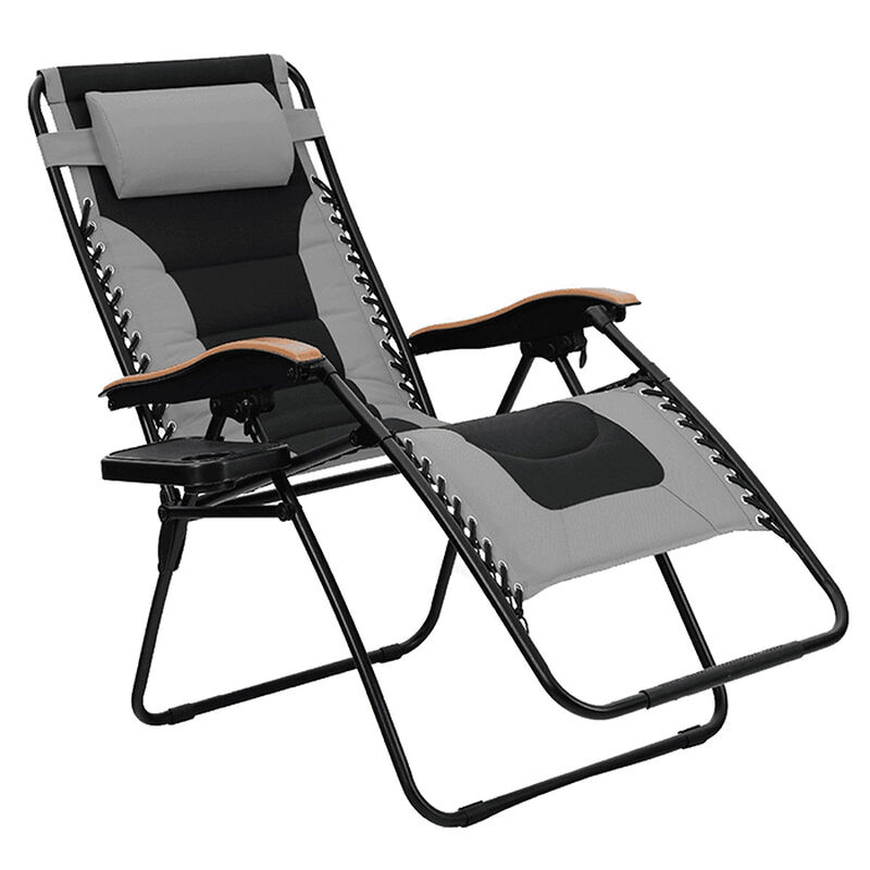 Padded Zero Gravity Chair XL with Wooden Pattern Armrest, Gray image number 2