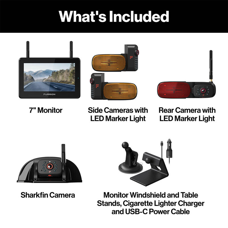 Furrion Vision S+ RV Backup Camera and Observation System, 7" Monitor, Side Cameras, Sharkfin Camera, Rear Camera, LED Marker Lights image number 11