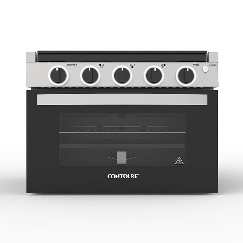 CONTOURE 17" 3-Burner Drop-In Gas Range, Black with Stainless Steel Accents &ndash; Camping World Exclusive! image number 1
