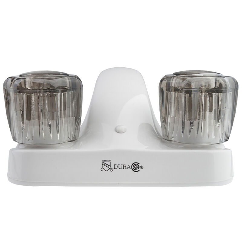 Dura Faucet RV Lavatory Faucet with Smoked Acrylic Knobs, White image number 4