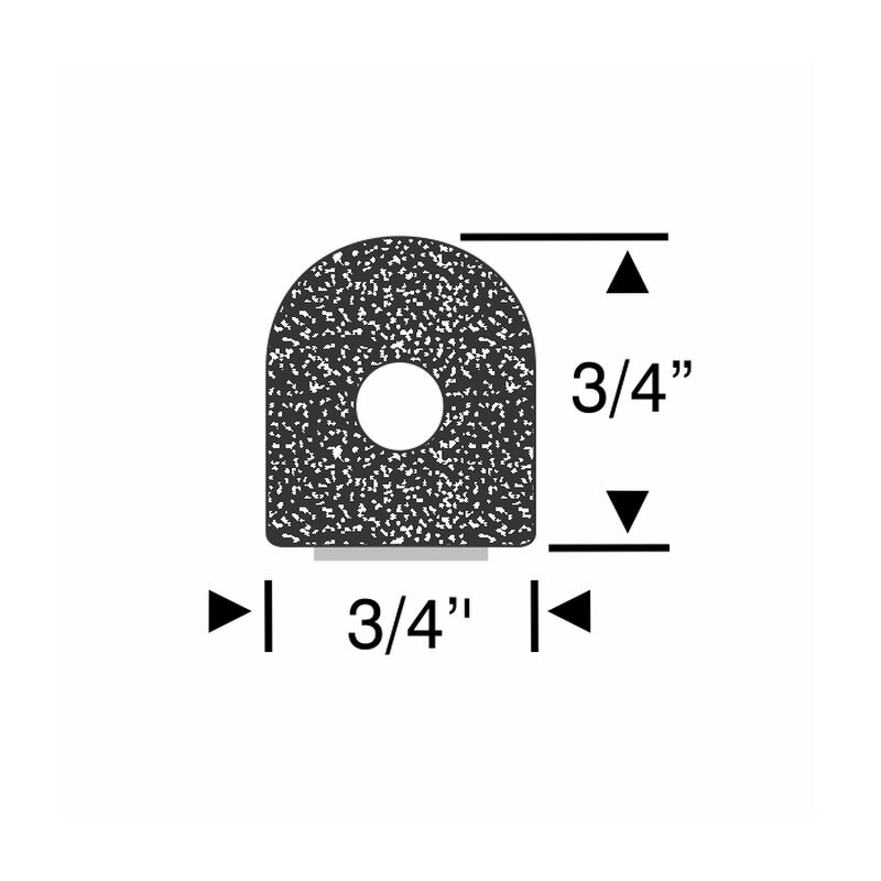 Steele Rubber Products 3/4" Peel-N-Stick Hollow Half-Round Seal, 15' long image number 1