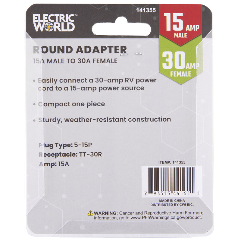 Electric World 15 Amp to 30 Amp Round Adapter image number 4
