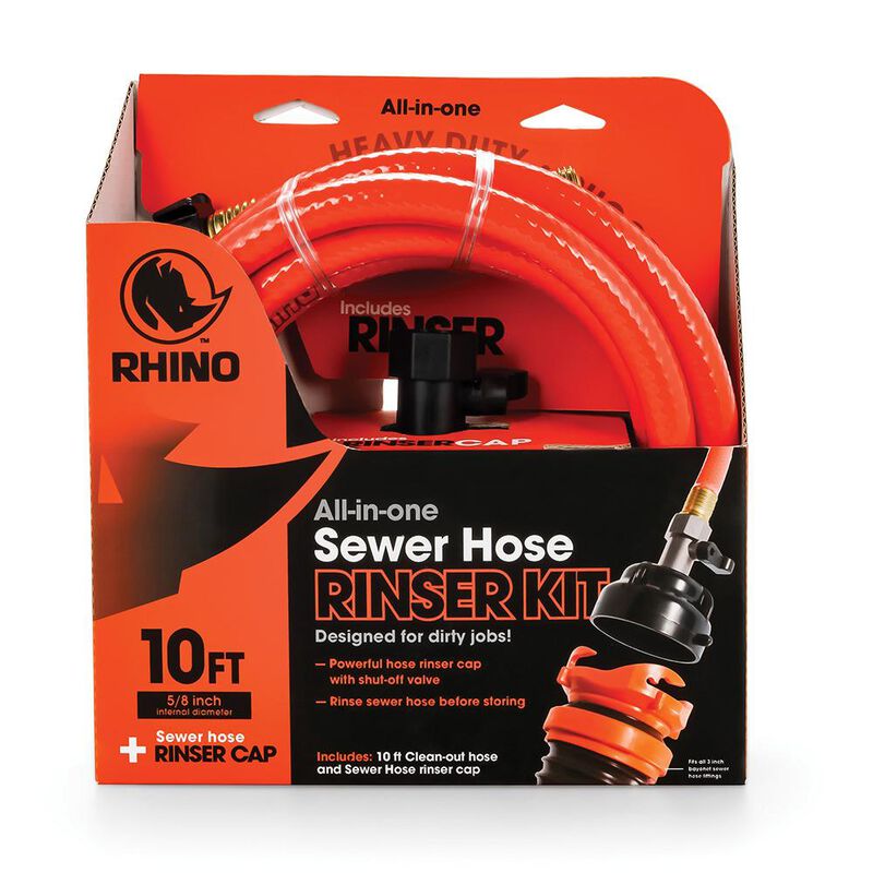 Camco RhinoFlex 10' Clean Out Hose with Rinser Cap image number 1