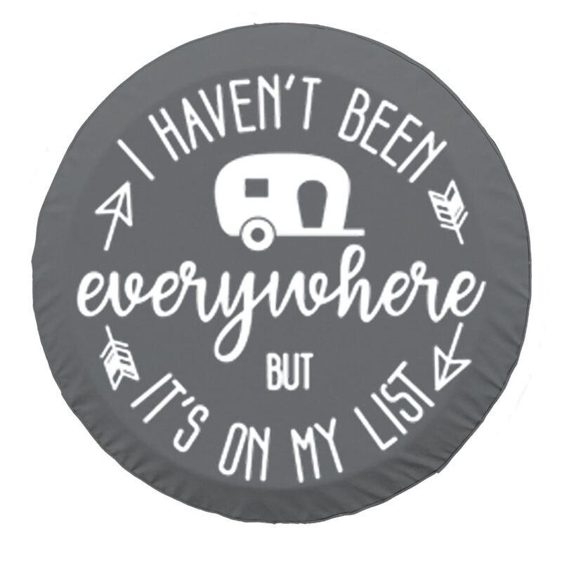 Lippert Solera RV Spare Tire Cover, Haven't Been Everywhere, 26.75"-31.25" image number 1