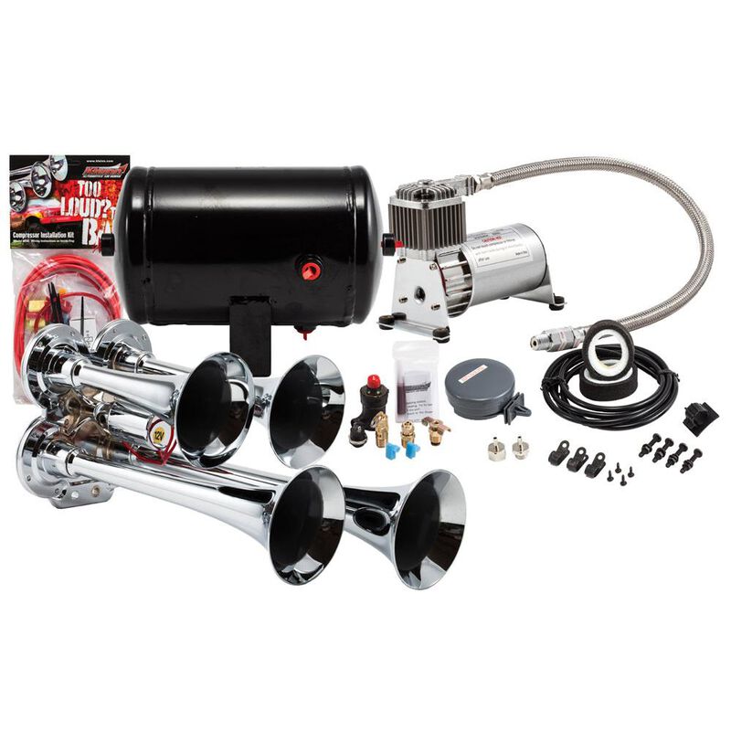 Compact Chrome Quad Truck Air Horn Kit image number 1