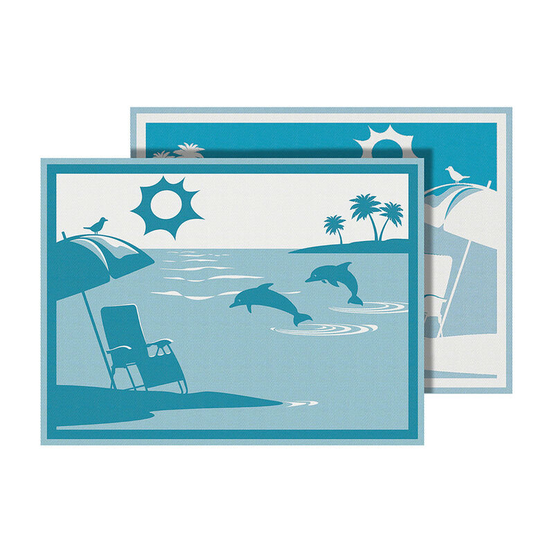 Faulkner Beach and Dolphins Reversible RV Outdoor Patio Mat image number 1