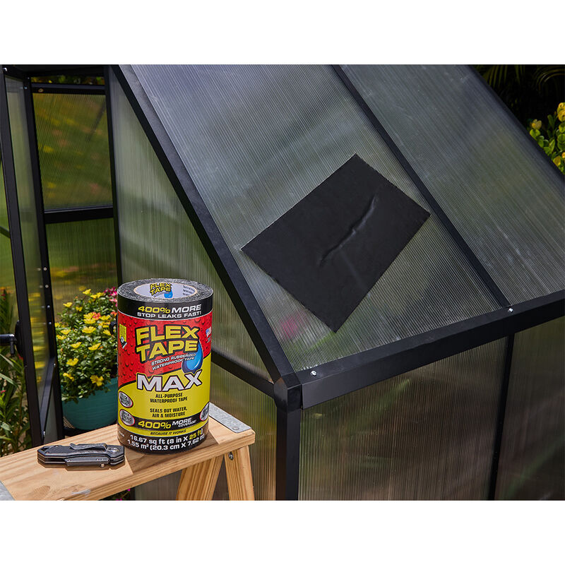 Flex Tape MAX Rubberized Waterproof Tape, 8" x 25' Roll, Black image number 8