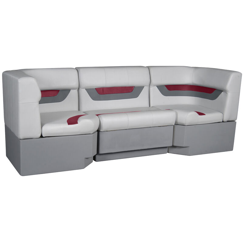 Designer Pontoon Furniture - 86" Rear Seat Package, Sky Gray/Dark Red image number 1