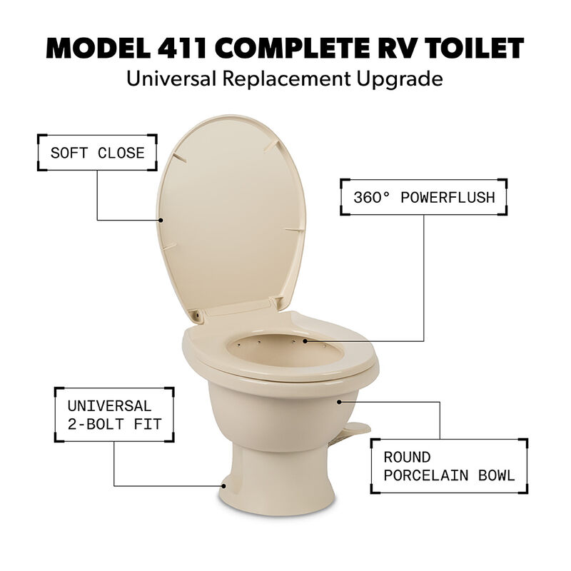 Dometic Model 411 Complete RV Toilet, Low Profile image number 2