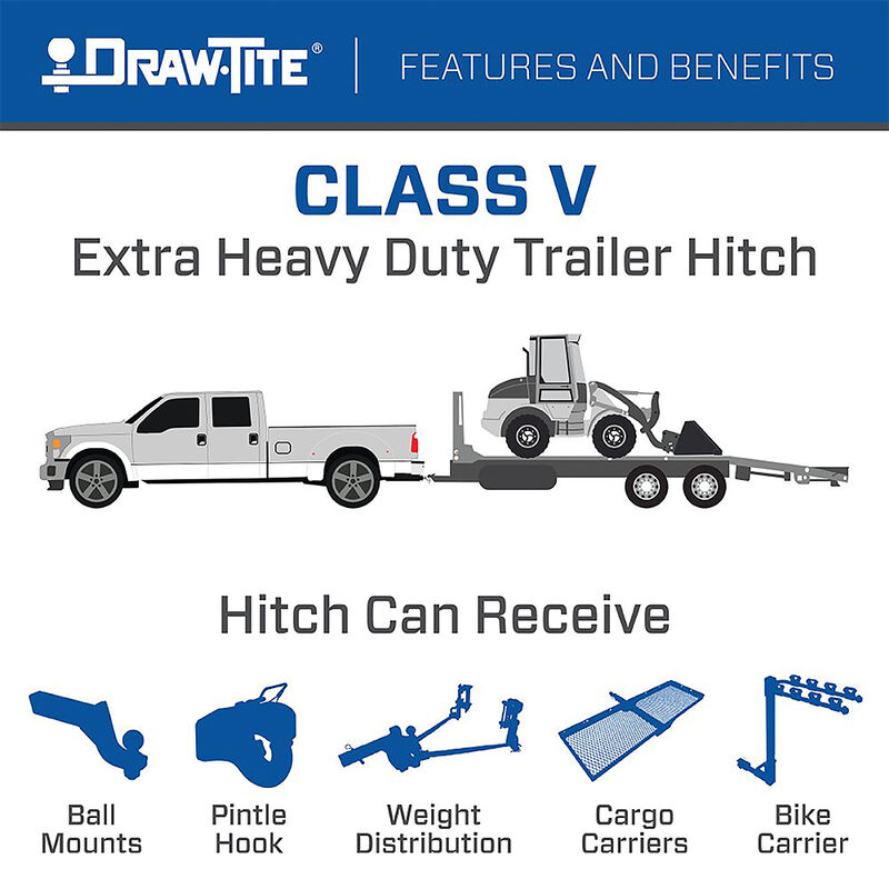 Draw Tite Trailer Hitch Rear, Class V; Square Tube 3-Piece; 2 Inch Receiver image number 4