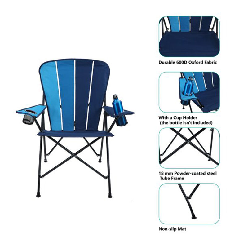 Camping Folding Lawn Chair with Cup Holder, Light Blue image number 2
