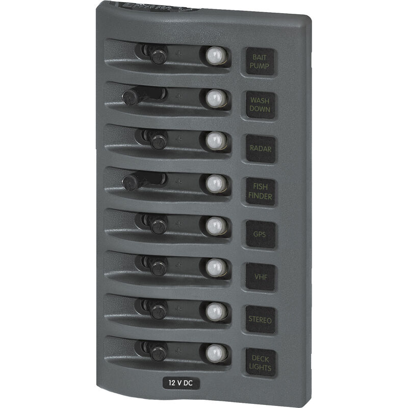 Blue Sea WeatherDeck Waterproof Circuit Breaker Panel - 8 Positions, gray image number 1