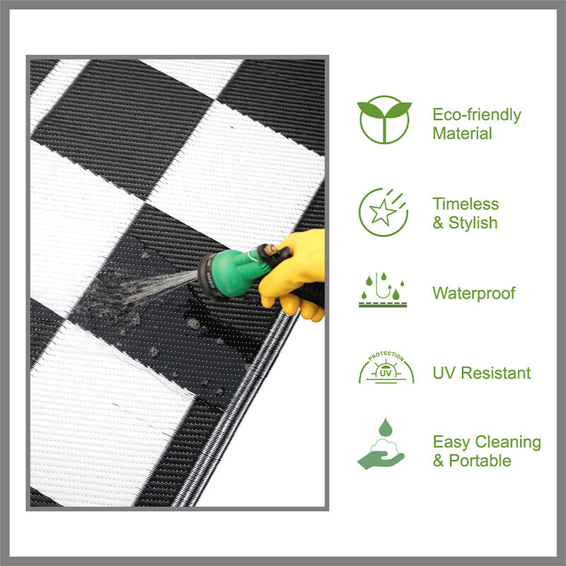 Venture Forward Reversible RV Patio Mat w/ Carry Bag, Checkered Frame image number 9