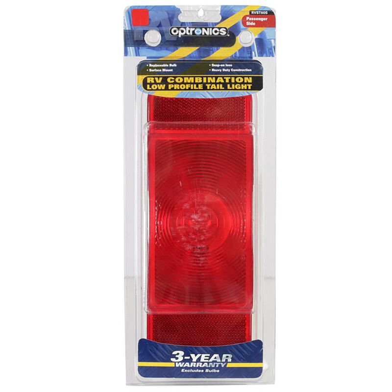 RV Stop/Tail/Turn Tail Light w/o illuminator; White Base; New Design; Red image number 2