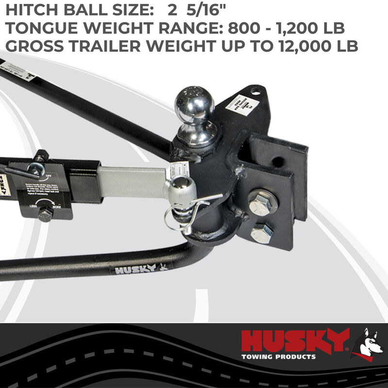 Husky Round Bar Weight Distribution Hitch With Sway Control, 12K, 2-5/16" Ball, No Shank image number 4