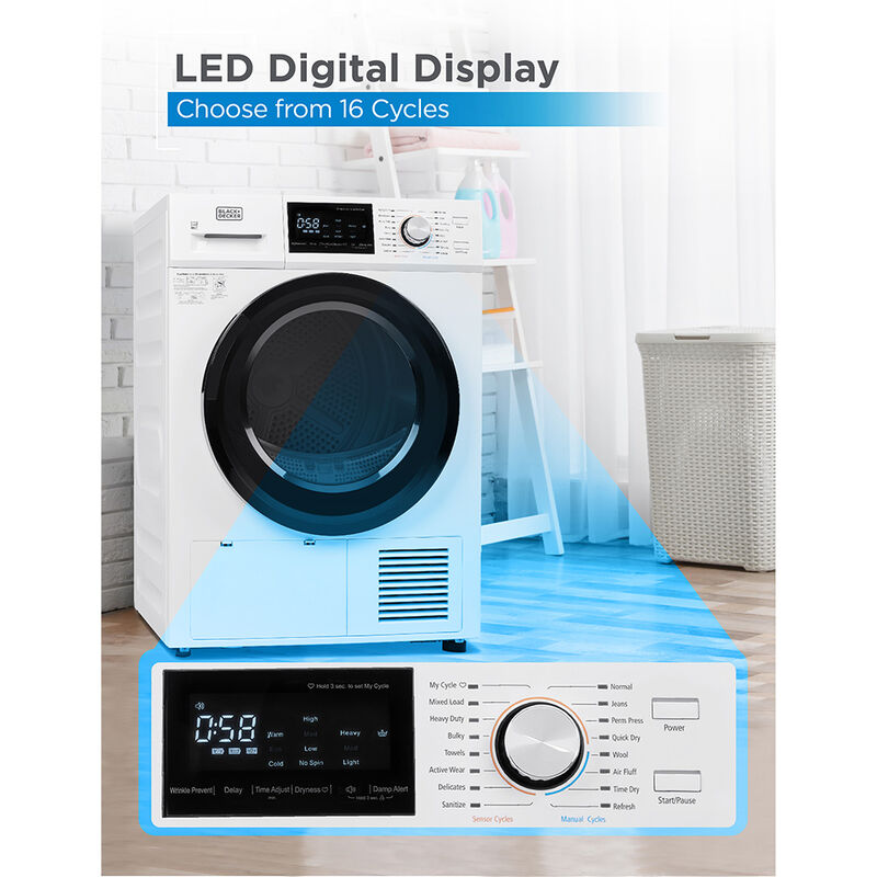 Black+Decker 4.4 cu. ft. 240V Ventless Electric Dryer, White image number 8