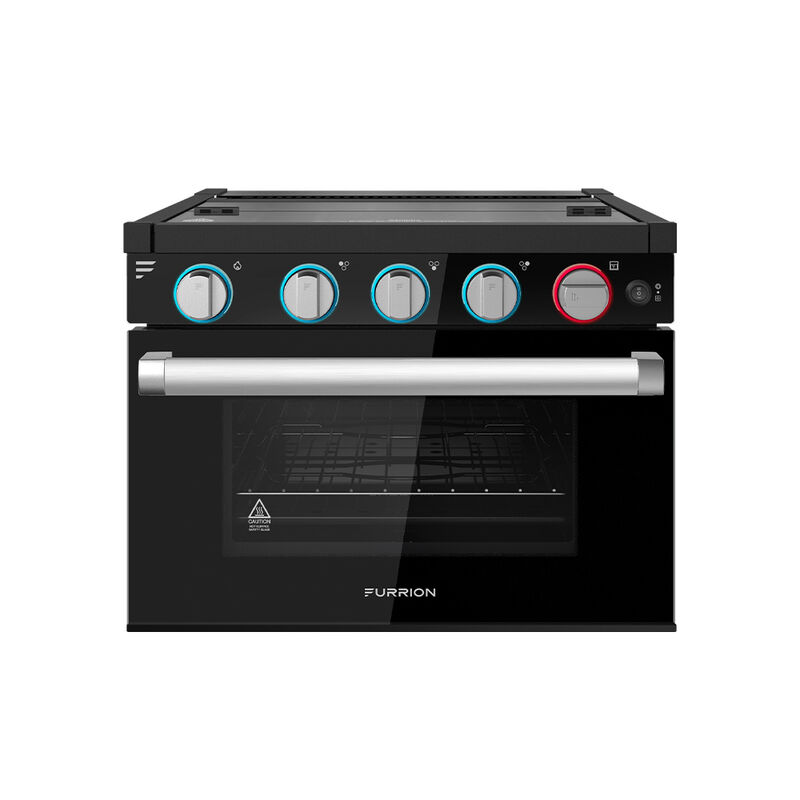 Furrion 17" RV 3-Burner All Glass Gas Range with FFD, Black with Silver Handle image number 2