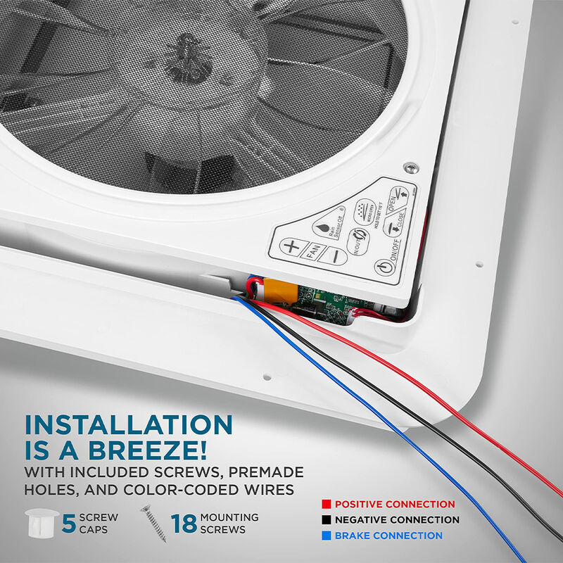 Hike Crew 14" RV Roof Vent Fan with Remote, 10-Speed, White Lid image number 8